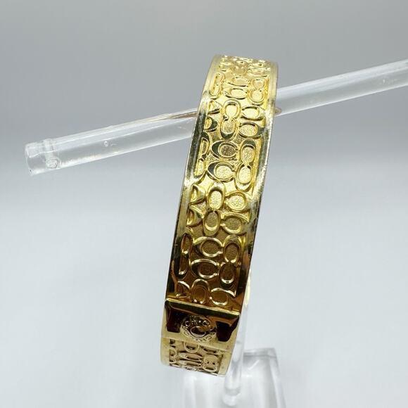 Coach Designer Gold Monogram C’s Bangle Bracelet Minimalist Quiet Luxury C - Picture 12 of 12
